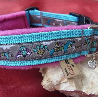 Hundehalsband Klickverschluß mit Fleece gepolstert "Hundis"