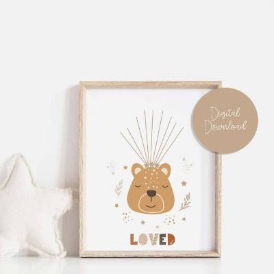 Fingerabdruck Gästebuchposter Gästebuch Kinder Taufe Babyparty Bär Loved, Digital Download