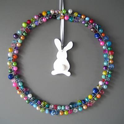 Perlenkranz Türkranz Glitzerkranz Dekohase Hase