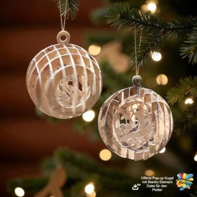 Plotterdatei Offene Pop-up-Kugel – Weihnachts-Deko mit Blako Element & Sternzeichen, SVG/DXF