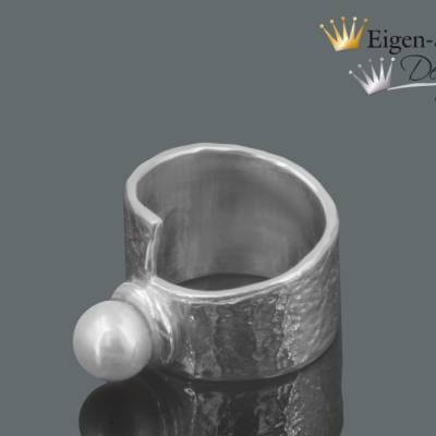Goldschmiede Perlenring "Pearl of calm" in 925 Sterling Silber, Silberring, Perlenring, Perle, Perlenschmuck,  Damenring
