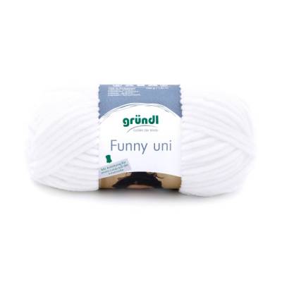 48,50 € / 1 kg Gründl ’Funny uni’ weiches Microfaser/Chenille Garn z.B. für Mützen, Decken, Schals // Farbe: weiß ( 01 )