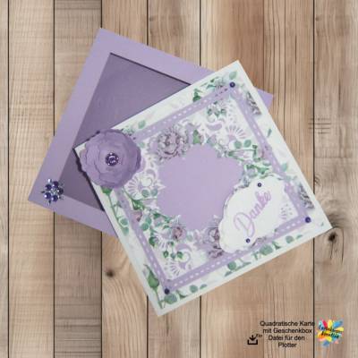 Plotterdatei Quadratische Karte mit Geschenkbox SVG & DXF