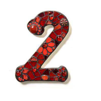 Mosaik Hausnummer rot, Ziffern 0-9, frostfest