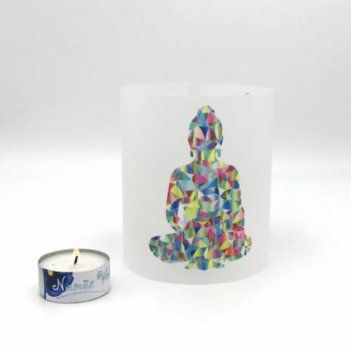 Yoga-Licht Buddha buntes Mosaik Meditation sanftes Licht bunt Geschenk Windlicht Papier