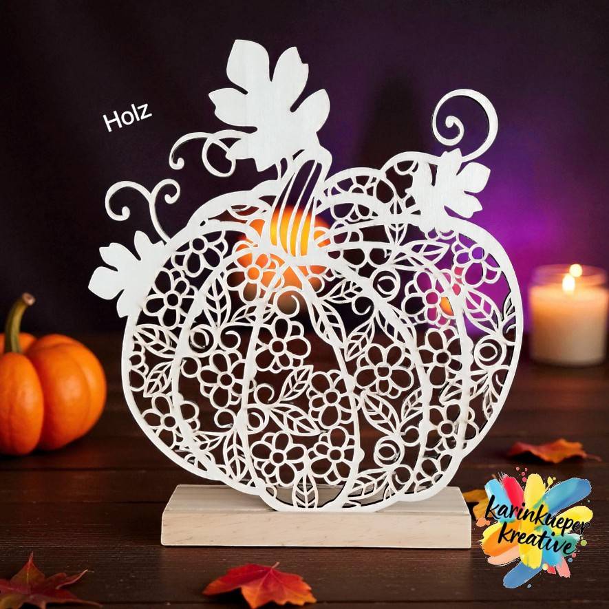Plotterdatei / 3D Druck / Laser Floraler Kürbis  Deko Bild 3