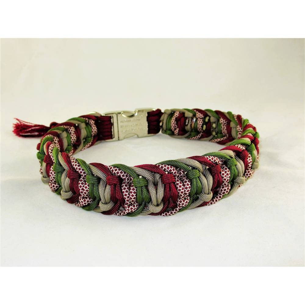Hundehalsband Best Friend weinrot/grn Paracord Halsband geflochten  Flechthalsband mit Zugstopp oder Klickverschluss