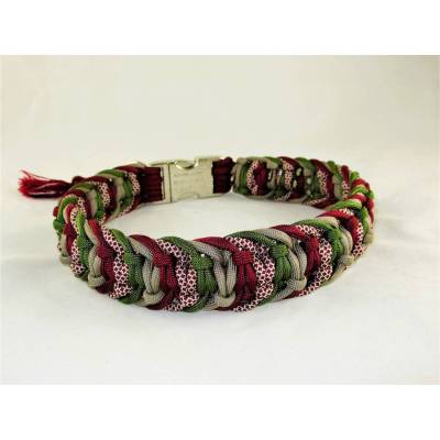 Hundehalsband Best Friend weinrot/grün Paracord Halsband geflochten Flechthalsband mit Zugstopp oder Klickverschluss