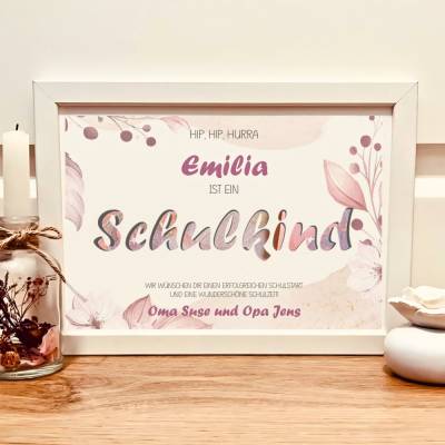 Personalisiertes Geldgeschenk Einschulung Mädchen – Erinnerungsstück Bilderrahmen Schulkind mit Name