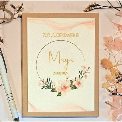 Personalisiertes Geldgeschenk Jugendweihe – Geschenkset für Mädchen mit Glückwunschkarte & Säckchen