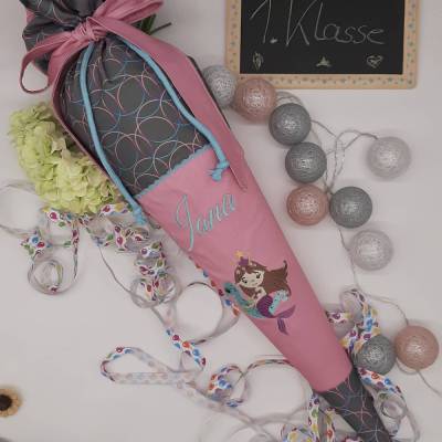 Schultüte Meerjungfrau auf Seepferdchen passend zum Step by Step Glitter Heart.