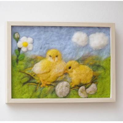 * WOLLBILD OSTERN aus Wolle, Farbe Bunt, Osterzeit