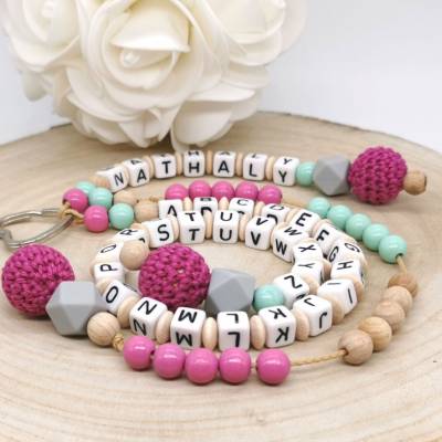 Rechenkette mit Name Mädchen ABC Zählkette Schlüsselanhänger Schulkind