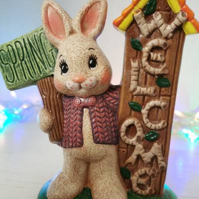 Welcome Hase mit lila Jacke