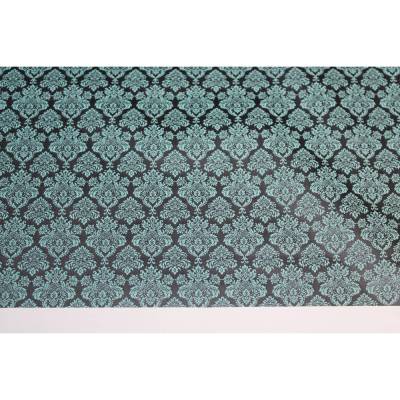 1,05m RESTSTÜCK Dirndl-Stoff Ornamente Blumen mintgrün auf schwarz Baumwollsatin