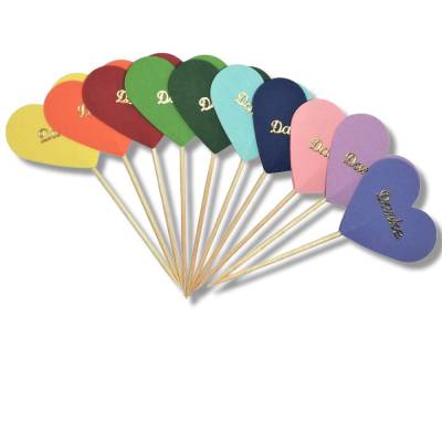 10 Stecker, Dekostecker, Picker, Sticks, Party Piekser, Blumenstecker, Herz mit Danke