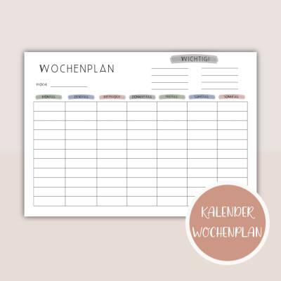 Wochenplan, Wochenplanerplaner zum Ausdrucken A4, Stundenplan | Planer&Listen Printables