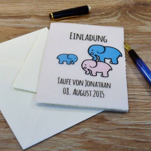DIY Einladung Taufe personalisiert Elefant
