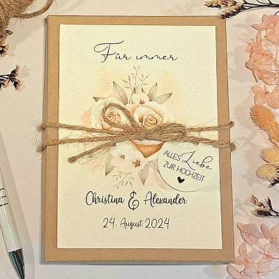 Personalisiertes Geldgeschenk zur Hochzeit – Vintage Hochzeitsgeschenk mit Rosen & Geschenkbox