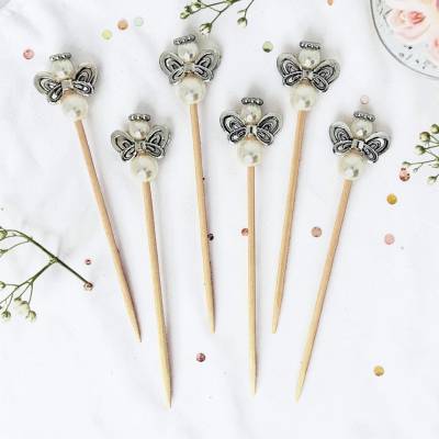 6 Engel Topper & Picker – Dekosticks für Konfirmation, Taufe & Hochzeit – Perlenengel Blumenstecker