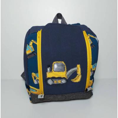 Kinderrucksack für Kindergarten oder Musikbox, im Baustellen Baggerlook, Personalisierung möglich