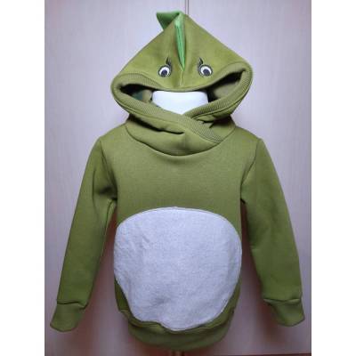 Dino Hoodie in Gr. 92 mit Kapuze, aus warmem Wintersweat, mit Zacken, Karneval, Fasching