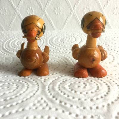 Vintage 2er Set Holz-Küken Holzspielzeug Original DDR aus den 70er Jahren 
