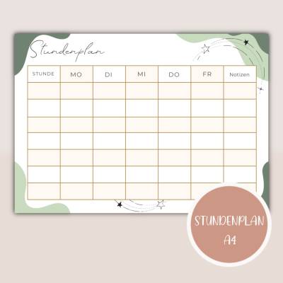 Stundenplan zum Ausdrucken A4 | Planer&Listen Printables