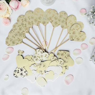 110 Dekoteile, Dekostecker, Stecker, Picker, Sticks, Party Piekser, Blumenstecker, Konfetti, Herz gold Blumen