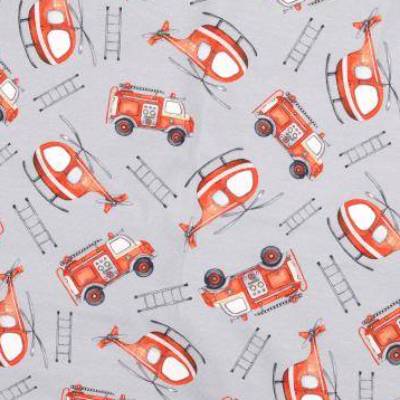 Jersey Baumwolljersey Feuerwehr ,Hubschrauber grau Oeko-Tex Standard 100(1m/17,-€)