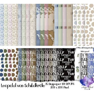 35 Digipaper Leopold von Schildkröte, JPEG hohe Qualität (300 DPI), Digistamps, Sayings, PNG,SVG und DXF