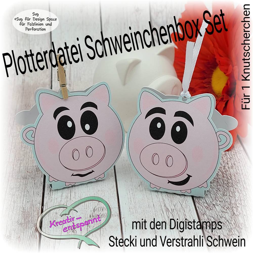 Plotterdatei Schweinchenbox Set Bild 1