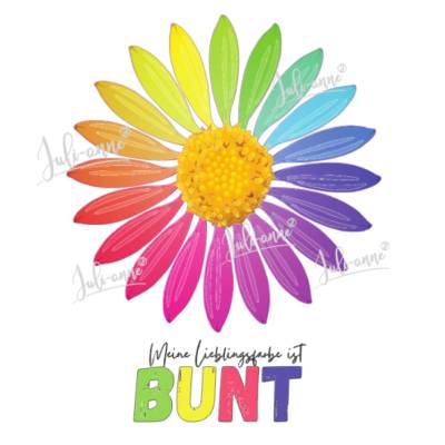Bügelbild Blume BUNT ist meine Lieblingsfarbe 
