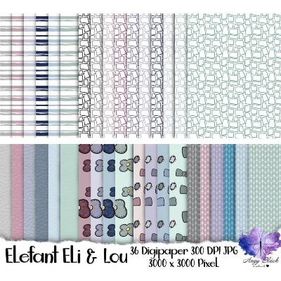 36 Digipaper Eli und Lou JPEG hohe Qualität (300 DPI), Digistamps, Sayings, PNG,SVG und DXF