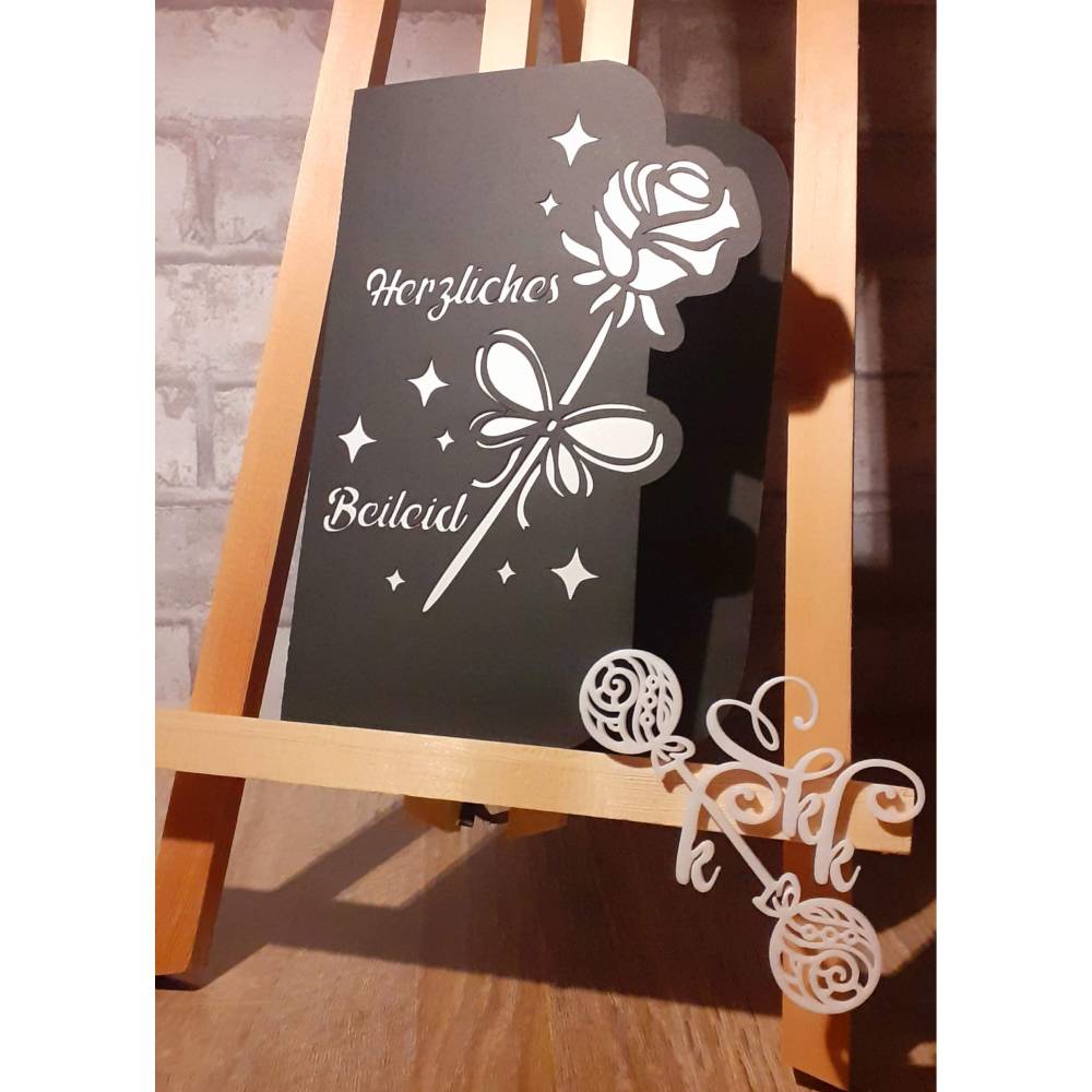 Plotterdatei Rosenkarte mit Stencil Sprüchen – SVG, DXF & PDF | Kreative Bastelvorlage Bild 2