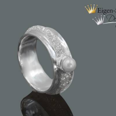 Goldschmiede Perlenring, "glittering with pearl", massiv Sterling Silber , Silberring, Perlenschmuck, Verlobungsring