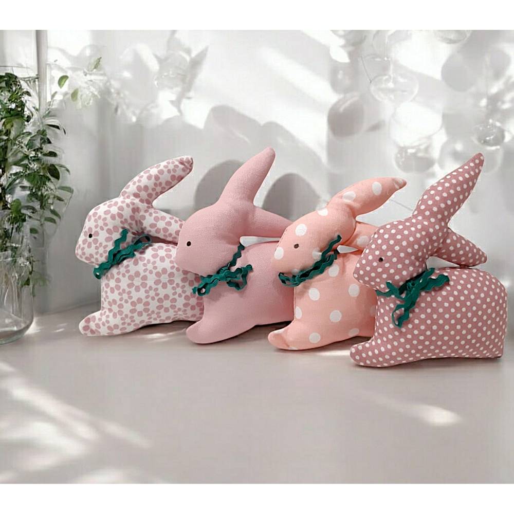 Süße Stoffhasen Deko – 4er Set in zartem Rosa – Perfekte Osterdeko