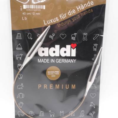 addi Rundstricknadel 12 mm - 40 cm nickelfreie Stricknadel mit Messingspitzen und hochflexiblem Kunststoffseil