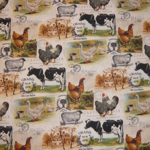 15,50 EUR/m Baumwollstoff Landwirtschaft Kühe Campagnard Webware 100% Baumwolle