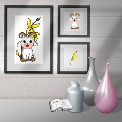 Digiset und Plott Widder Willi mit Forsythie 