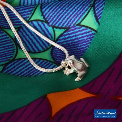 Anhänger "Fröschle" massiv 935 Silber, an Fuchsschwanzkette