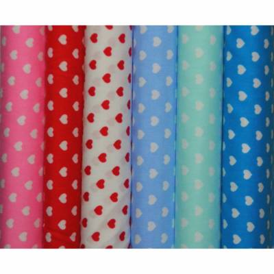 Baumwollstoff mit Herzchen Herz 50 x 145 cm mint türkis hellblau