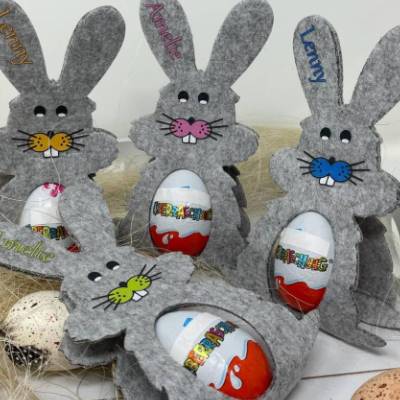 Osterhase mit namen aus Filz Ü-Ei halter eierhalter oster geschenk personalisiert osterei hell