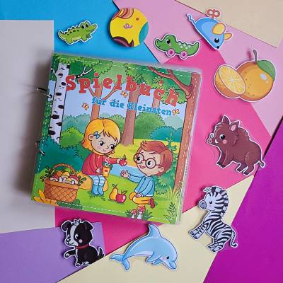 Quiet Book Montessori – Handgemachtes Busy Book mit Klettverschluss für Kleinkinder ab 1 Jahr, 24x24 cm, Spielbuch zur Förderung von Entwicklung & Lernen