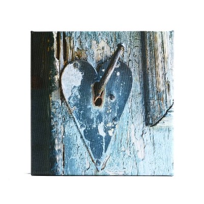 Leinwand Herz Türschloss – Vintage Holztür im Shabby Chic Stil 20×20 cm