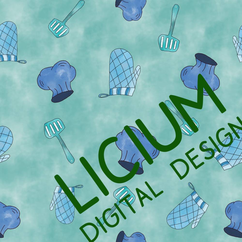 Endlosmuster für Stoffe - Patterndesign - Nahtlosmuster -digitale Datei -Kochmütze, Wender und Handschuh- Farbe 003  jpg Bild 1