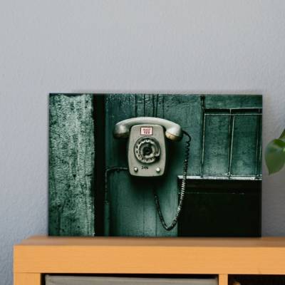 Telefon mit Wählscheibe Alu-Print 60 x 40 cm hochwertige Alu-Dibond Platte Wandbild Kunstdruck