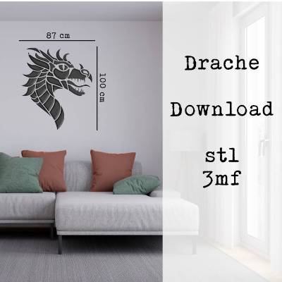stl 3mf Drachenkopf geometrisch 3D Druck Datei Download