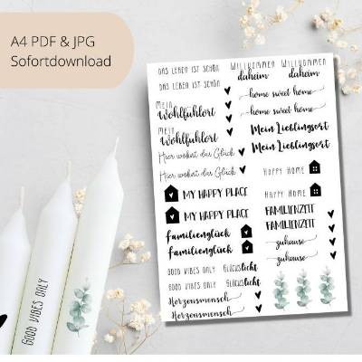 PDF Vorlage für Kerzen I Daheim | Mitbringsel I Kerzentattoo Stabkerzen Wasserschiebefolie | Druckvorlage DIY