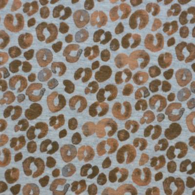 Alpenfleece Stoff grau mit braunem Raubtiermuster 50 x 150 cm  Kuschelsweat